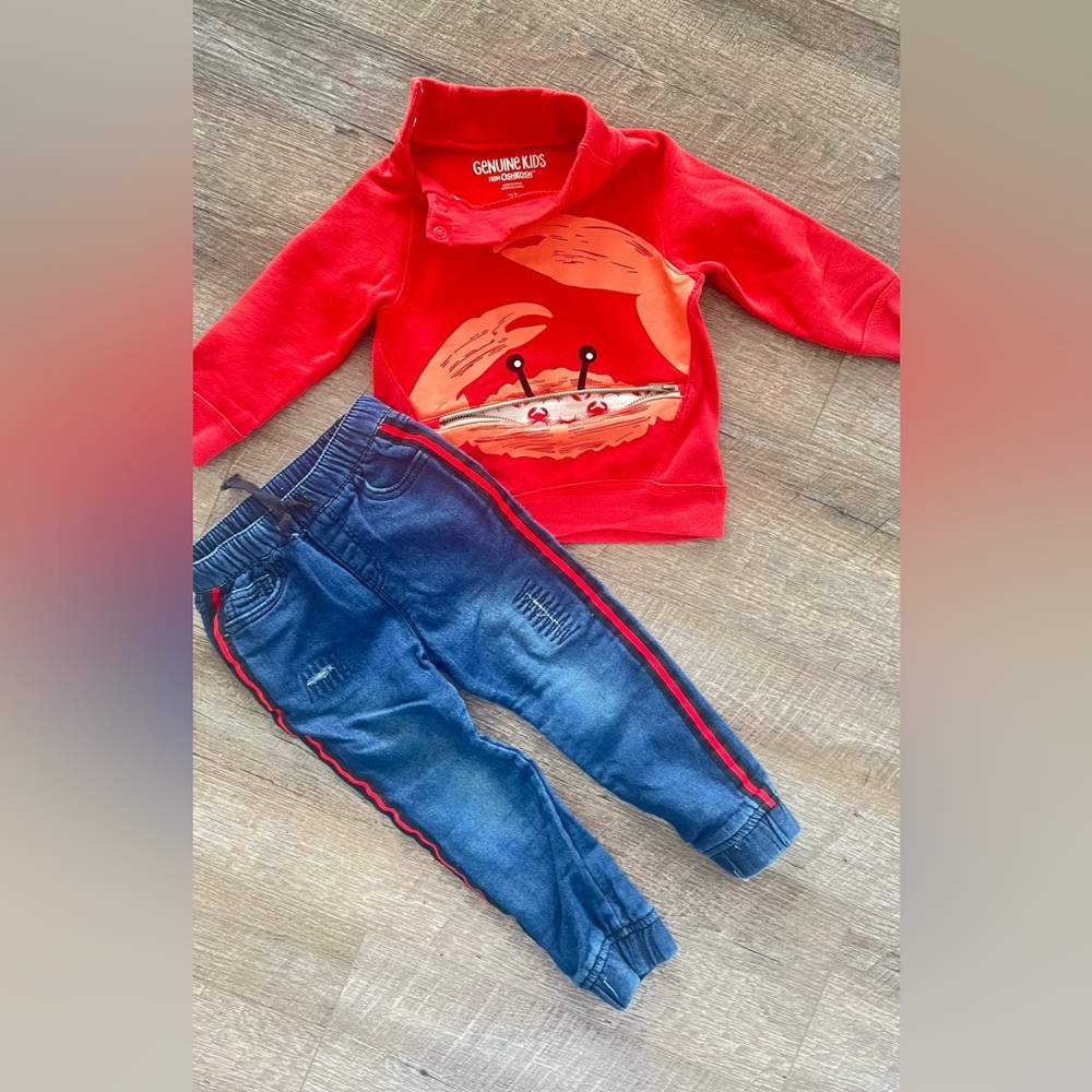Like new 3t boys outfit- Jeans and Oshkosh sweatshirt